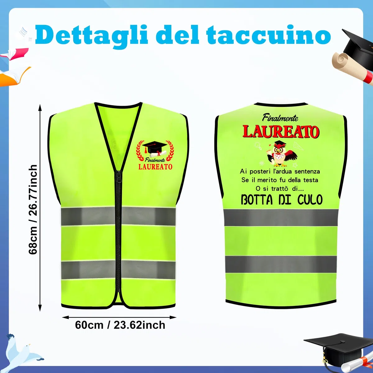 HOWAF Regalo Laurea Uomo, Gilet Laureato per Travestimento Costumi Scherzi Laurea Gadget Divertenti