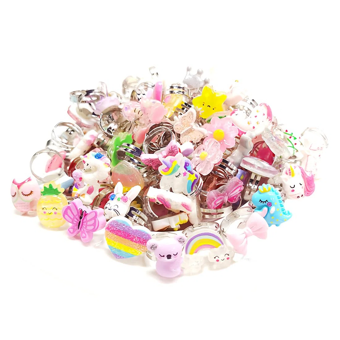 JEYORZY Set di 10 Anelli per Bambina, Principessa Gioielli per Ragazze, Regalo di Compleanno per Festa (Stili Casuali)