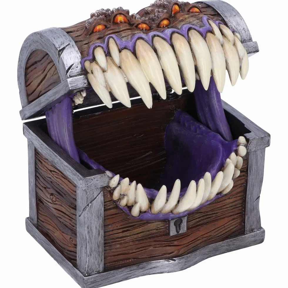 Nemesis Now Dungeons & Dragons - Scatola portaoggetti per Dadi Imitazione dei Dadi, 11,3 cm, Resina, Marrone, Prodotto con Licenza Ufficiale, Scatola per Dadi con Personaggi imitativi, in Resina di