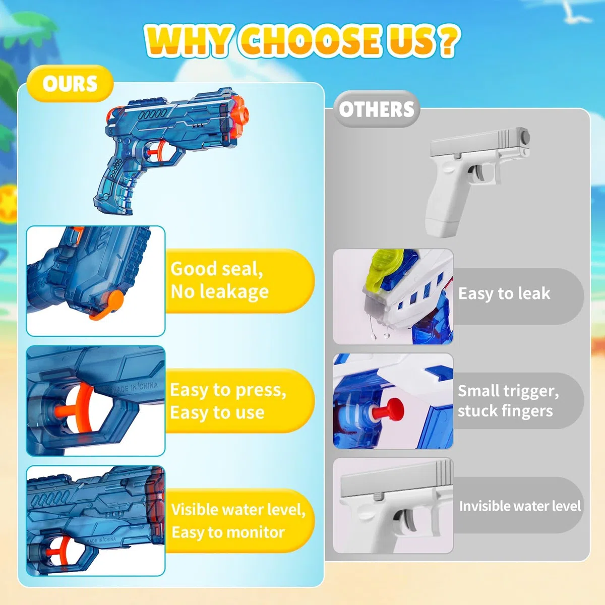 Pistola ad Acqua, 2 PCS Pistole d'acqua, Fucili ad Acqua con 25-30 Piedi a Lungo Raggio, Pistole ad Acqua per Bambini Adulti Estate Piscina all'aperto e Giocattoli da Spiaggia (Blu+Arancione)