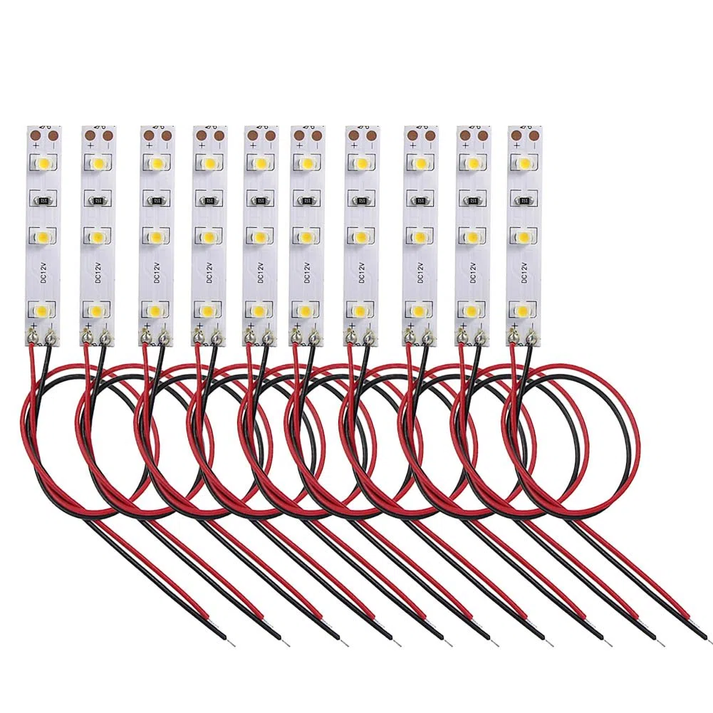 Evemodel DD01WM 10 pezzi Striscia LED bianca pre-cavi autoadesiva flessibile 12V ~ 18V 3528 SMD LED