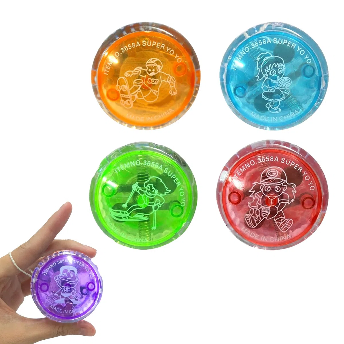 LED YoYo Con Luce - Giocattoli per Principianti, Reattivo in Plastica - 4 Pezzi per Bambini, Compleanni