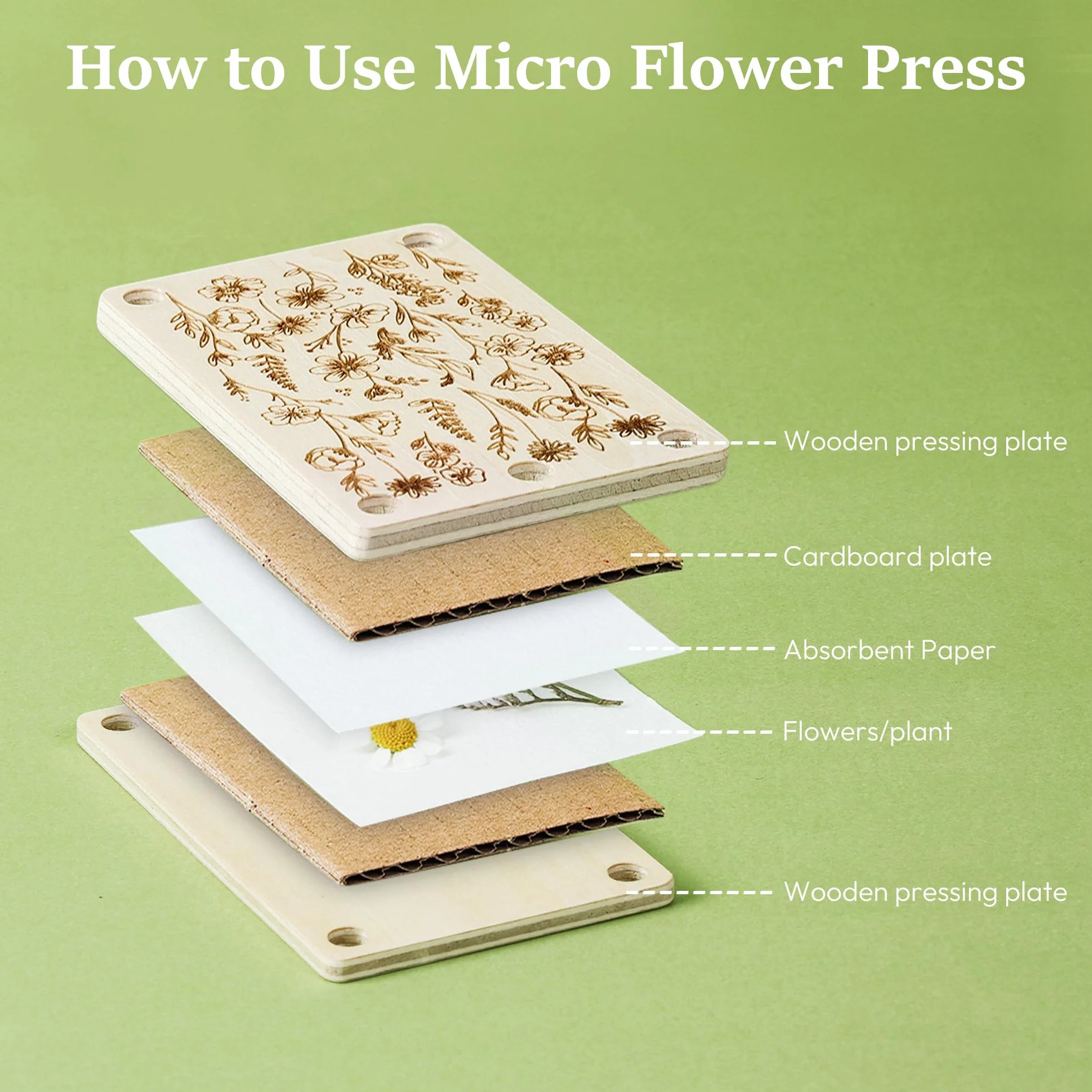 Aboofx Mini libro per fiori, mini kit di conservazione tascabile per pressare piante, micro fiori per esterni per principianti fiori secchi, artigianato, aule, viaggi, 6,3 x 10,2 cm