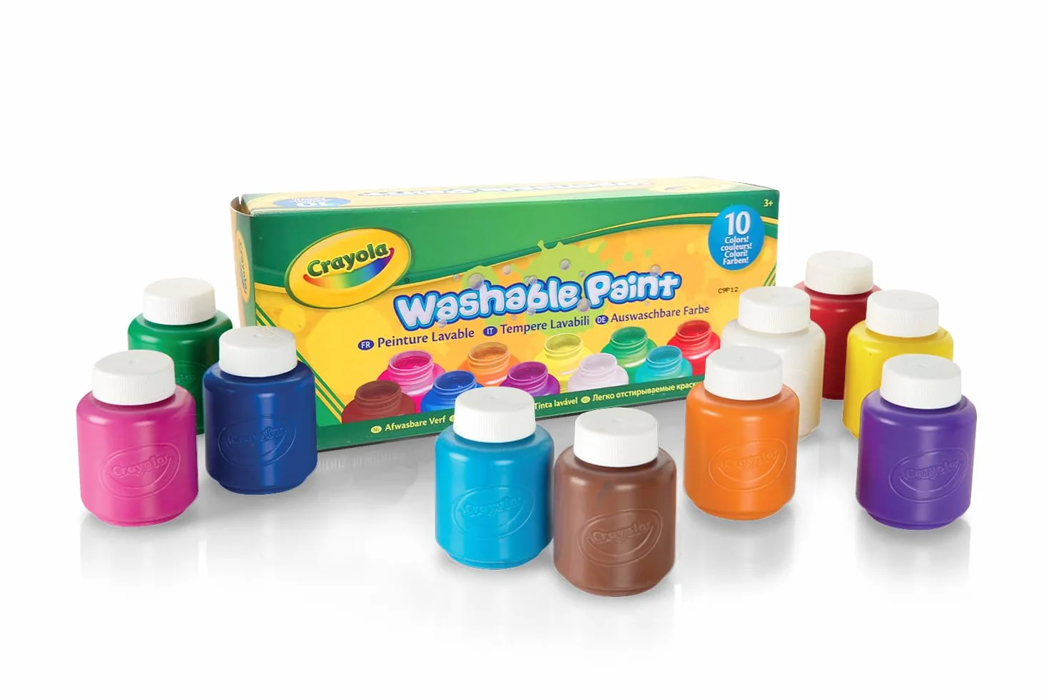 CRAYOLA Lavabilissimi - 10 Tempere Lavabili per Bambini, Confezione da 10 Barattolini da 59 ml, Età Consigliata: da 3 Anni, per lavoretti e decorazioni, per dipingere in sicurezza