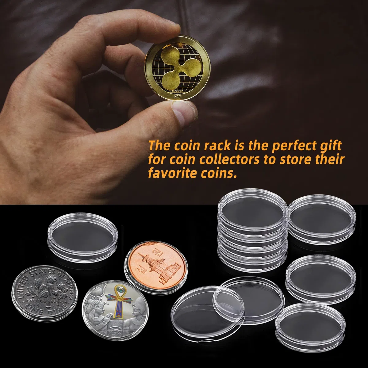 XZEIT 200 Pezzi Custodie per Monete 25mm Monete di Collezione in Plastica Capsule di Monete Rotonde Trasparente con Scatola Organizzatore per La Raccolta di Monete