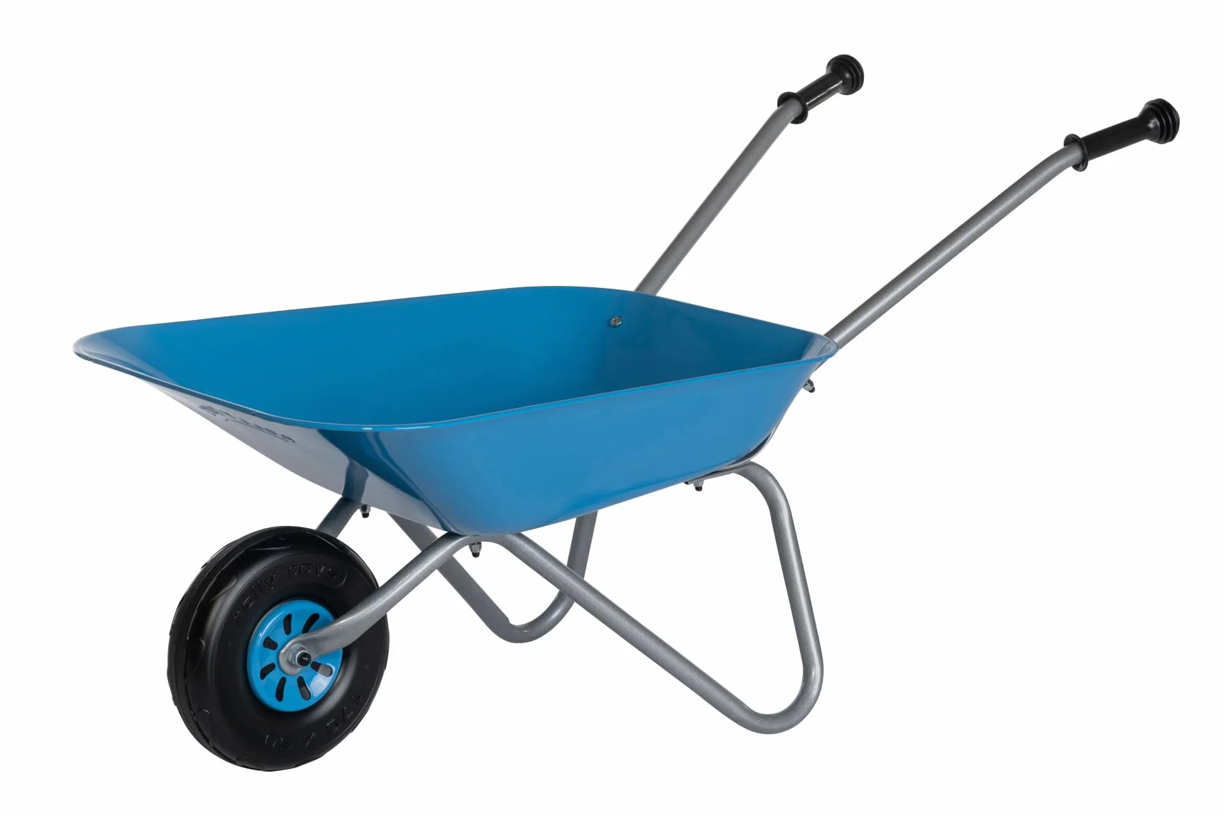 Rolly Toys Carriola per bambini (colore blu/argento, carriola da giardino, carriola in metallo, giocattolo per bambini dai 2,5 anni in su, portata fino a 25 kg, attrezzi da giardino azzurro per