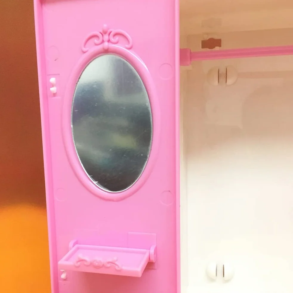 Armadio Rosa per Bambole, Accessori per mobili per casa delle Bambole, Decorazioni per Scene di Vita Quotidiana, Armadio per Bambole, Organizer per Vestiti, Mini Armadio da Principessa, Ornamenti per