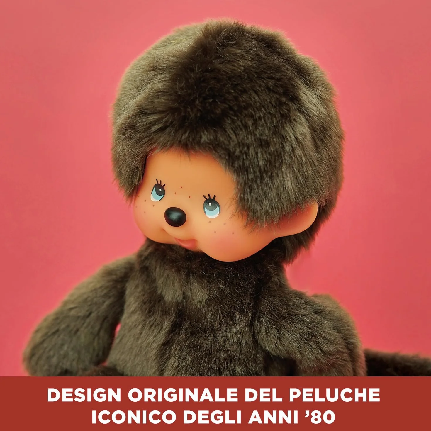 Monchhichi Bandai Peluche Originale - Peluche Scimmietta Iconica degli Anni '80 - Morbidissima peluche 20 cm per bambini, adulti - Giocattolo per Bambini dai 2 anni in su - 84637