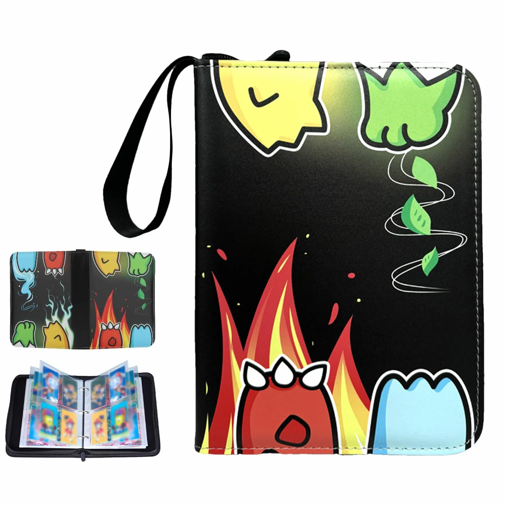 Raccoglitore Carte 400, Album Carte Collezionabili 4 Tasche 50 Pagine Capacità 400 Carte, Album Porta Carte con Cerniera, PU Raccoglitore Impermeabile, Regalo per Collezionisti e Bambini (B)
