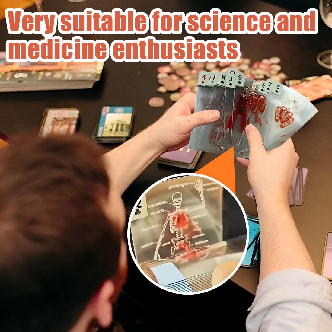 GXGM 1 Pezzi Funny Transparent Human Anatomy Playing Card,The Body Deck,Unique Transparent 3D Image of The Human Anatomy Playing Cards,for Card Collectors.