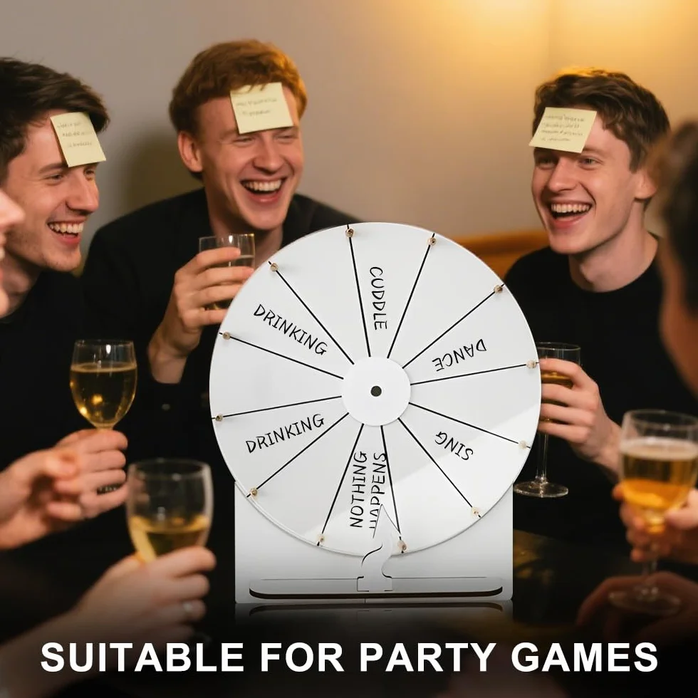 Ruota della Fortuna, 30 cm Ruota della Fortuna da Far Girare, con Gomma e Pennarello, 12 Slot Ruota Girevole per premi, per Feste di Gioco, Carnival Gioco, Fiere