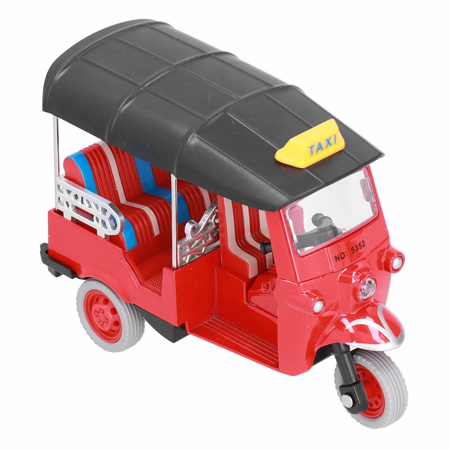 Hztyyier Tirare il giocattolo modello di auto di simulazione del triciclo tailandese, auto Tuk Tuk in lega di qualità (rosso)
