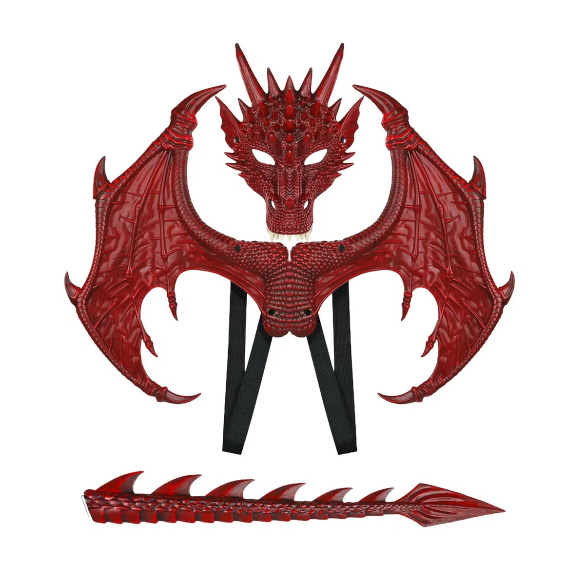 Costume da drago per bambini ragazzi e ragazze, set maschera con ali e coda di drago, set cosplay dinosauro per Halloween bambino