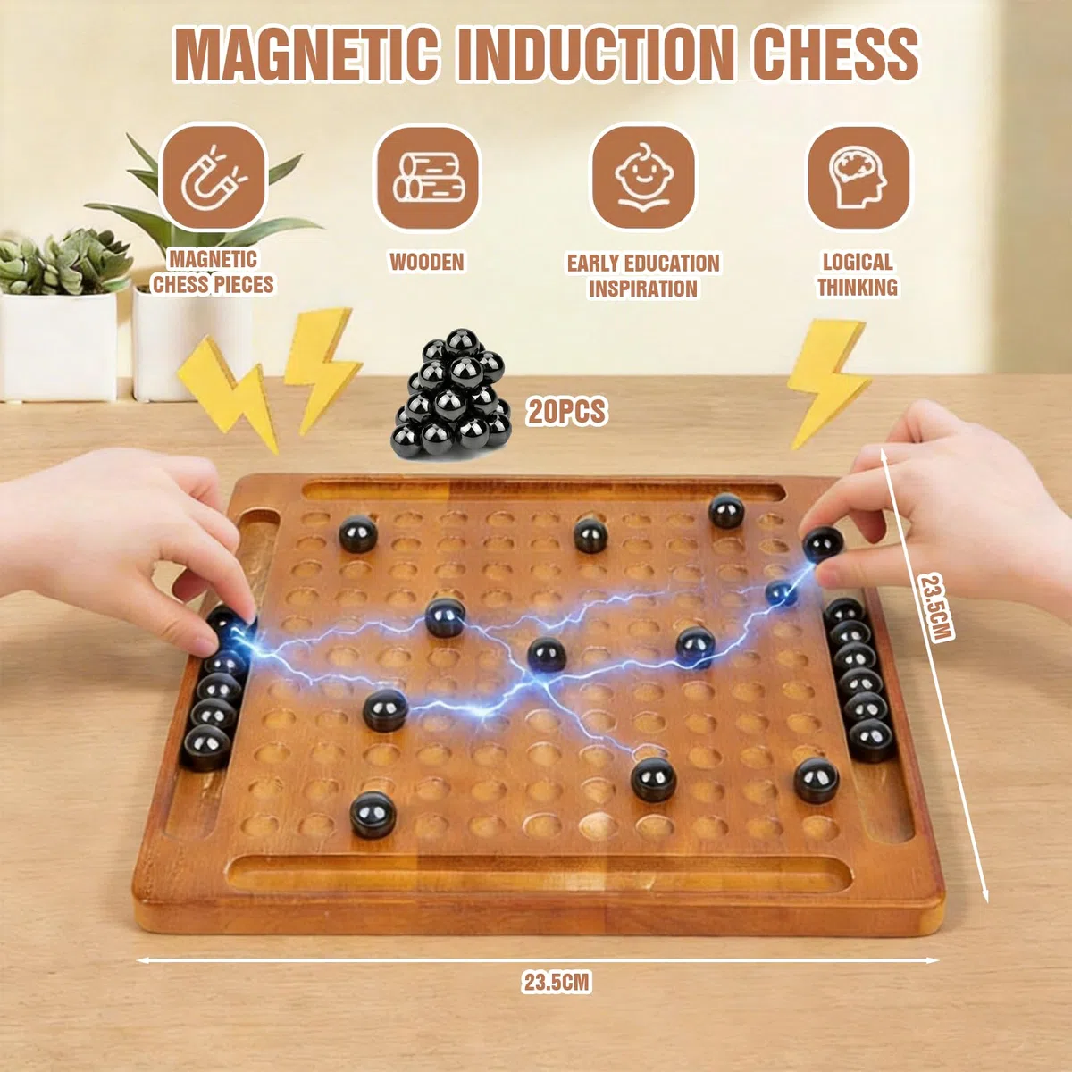 Gioco di Scacchi Magnetici, Gioco degli scacchi magnetico, Magnetic Chess Game con Effetto Pietre Magnetiche,Dama Gioco da Tavolo Educativo Gioco,gioco degli scacchi magnetico per bambini e adulti, B