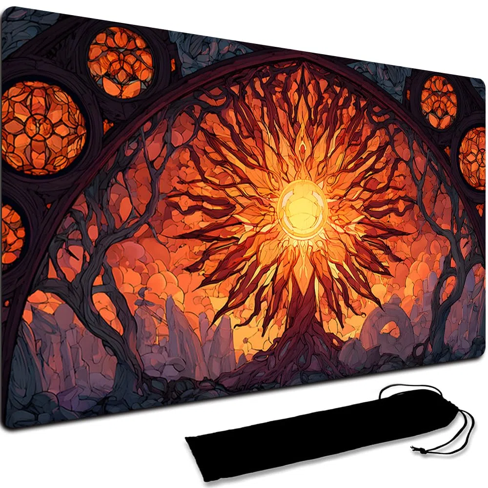 MTG - Tappetino da gioco per giochi da tavolo + borsa impermeabile nera, bordi cuciti, superficie in gomma liscia, tappetino da gioco MTG con zone (un tappetino da gioco originale) (senza zona, 5)