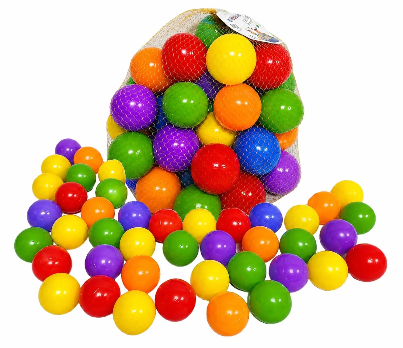 Sacca con Palline Colorate Cesta con 40 Palline Colorate ∅ 7 cm per Bambini in Rete Richiudibile Piscina Cameretta Gioco 40 Palline Palline di Plastica Colorate Gioco per Bambini (B)