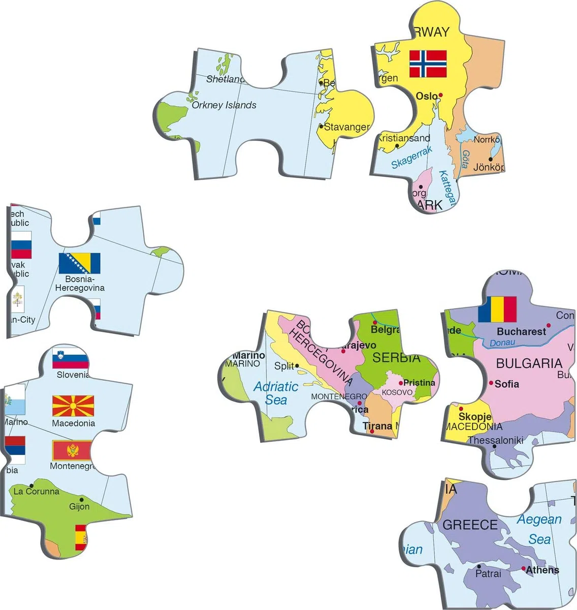 Larsen K2 Mappa politica dell'Europa, edizione Spagnolo, Puzzle Incorniciato con 48 pezzi