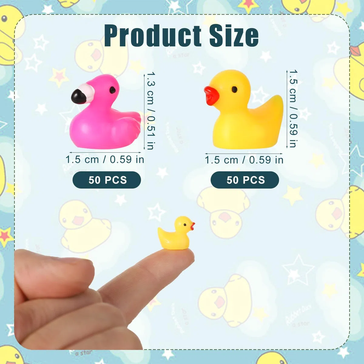 Piccole Anatre Fenicottero, 50pz Fenicottero Mini in Resina + 50pz Anatra Resina Figure in Miniatura Anatra Fenicottero Gialle Mini Decorazioni per Paesaggio Feste Casa delle Bambole