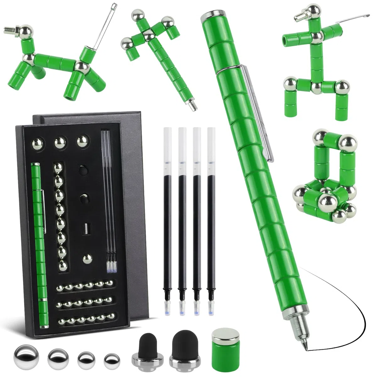 Rayong Penna a sfera magnetica, penna magnetica Fidget Pen, fantastici gadget per alleviare lo stress, divertente penna magnetica multifunzione, regalo di compleanno per uomini, giovani donne e