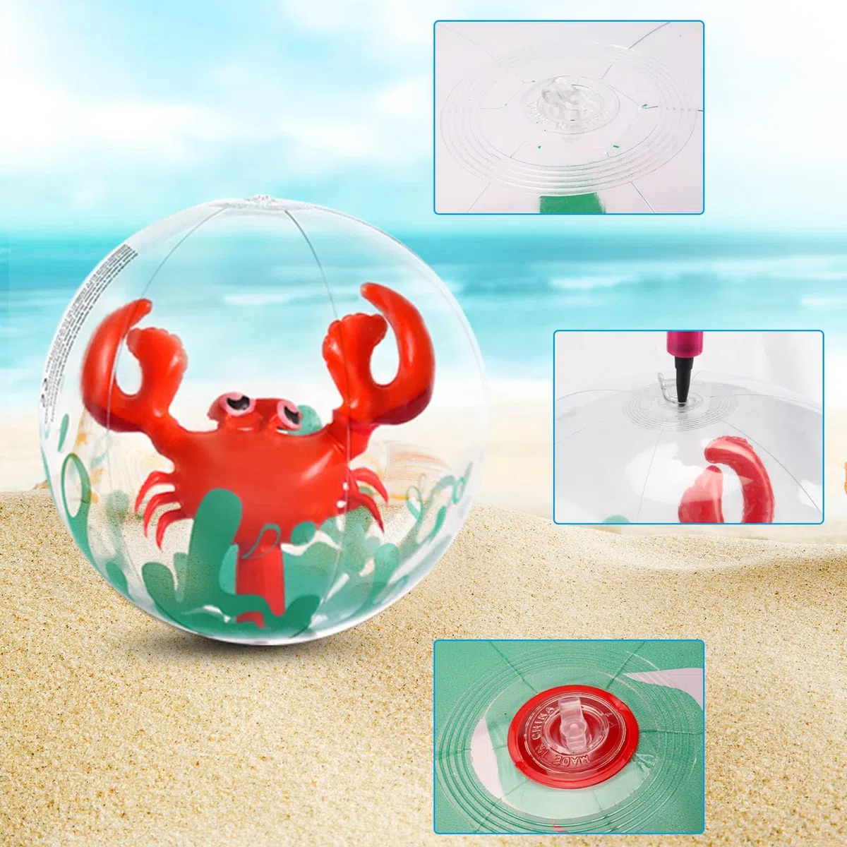 Palla Gonfiabile Spiaggia, Palla Gonfiabile Piscina, 2 Pezzi, Fenicottero E Granchio, per Bambini et Adulti, per Feste in Piscina in Spiaggia Estiva,Giocattoli da Spiaggia