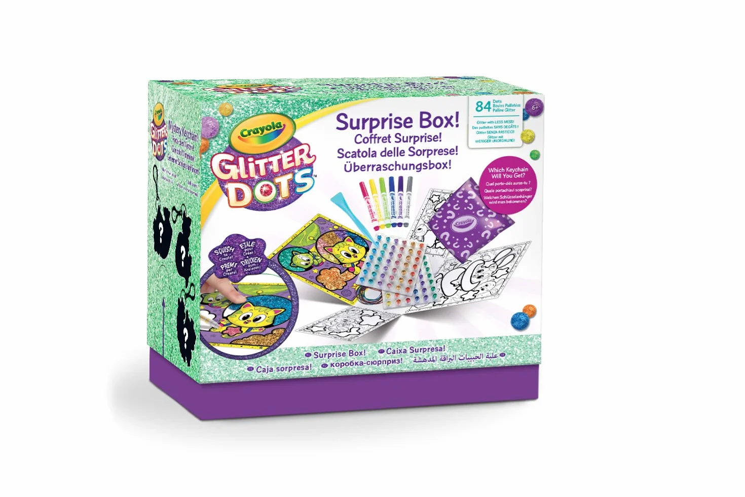Crayola Glitter Dots - Scatola delle Sorprese, per Creare e Decorare con il Glitter Modellabile, Attività Creativa e Idea Regalo, 04-1088, Multicolore