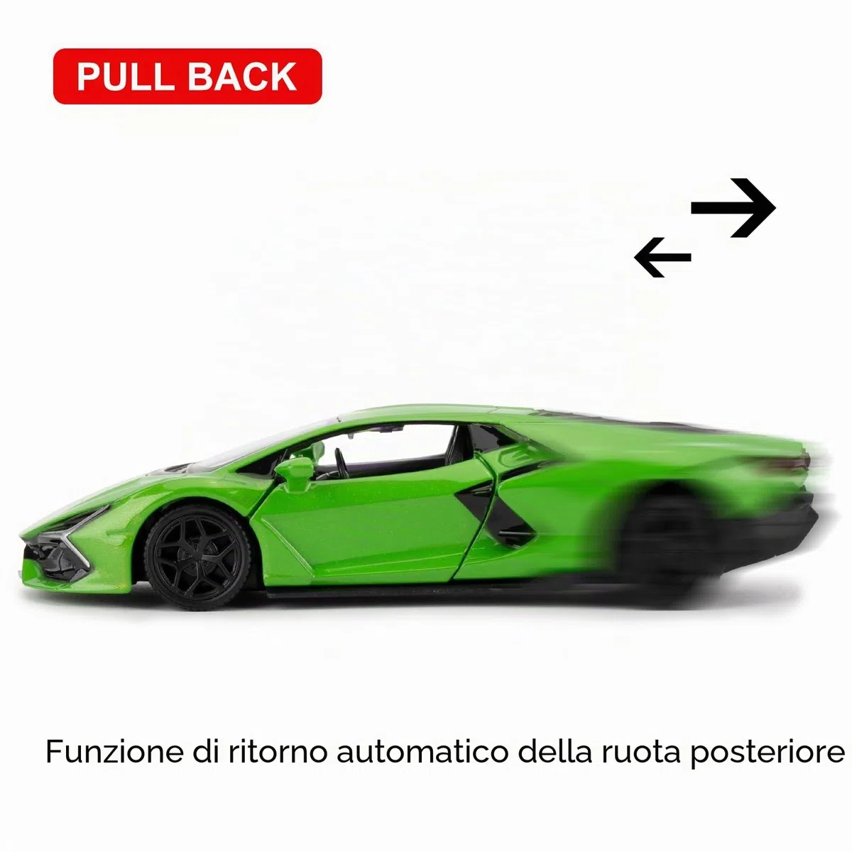 giocattolo Lamborghini Reventon 1/36 auto modello con funzione di ritiro porta aperta, adatto per collezione e regalo per bambini (verde)
