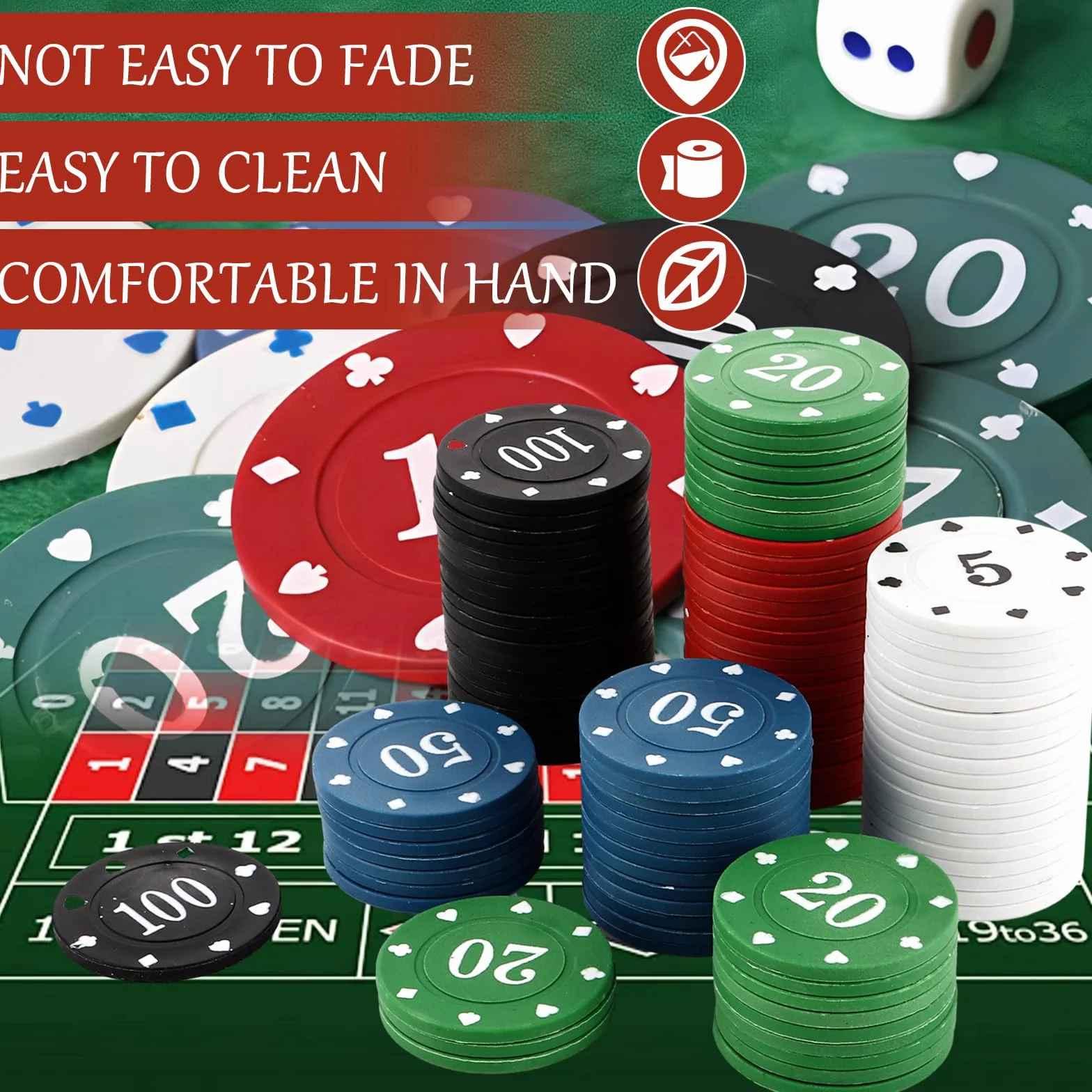 STARVAST 300 chip in plastica numerati 5/10/20/50/100 per viaggi e feste in famiglia