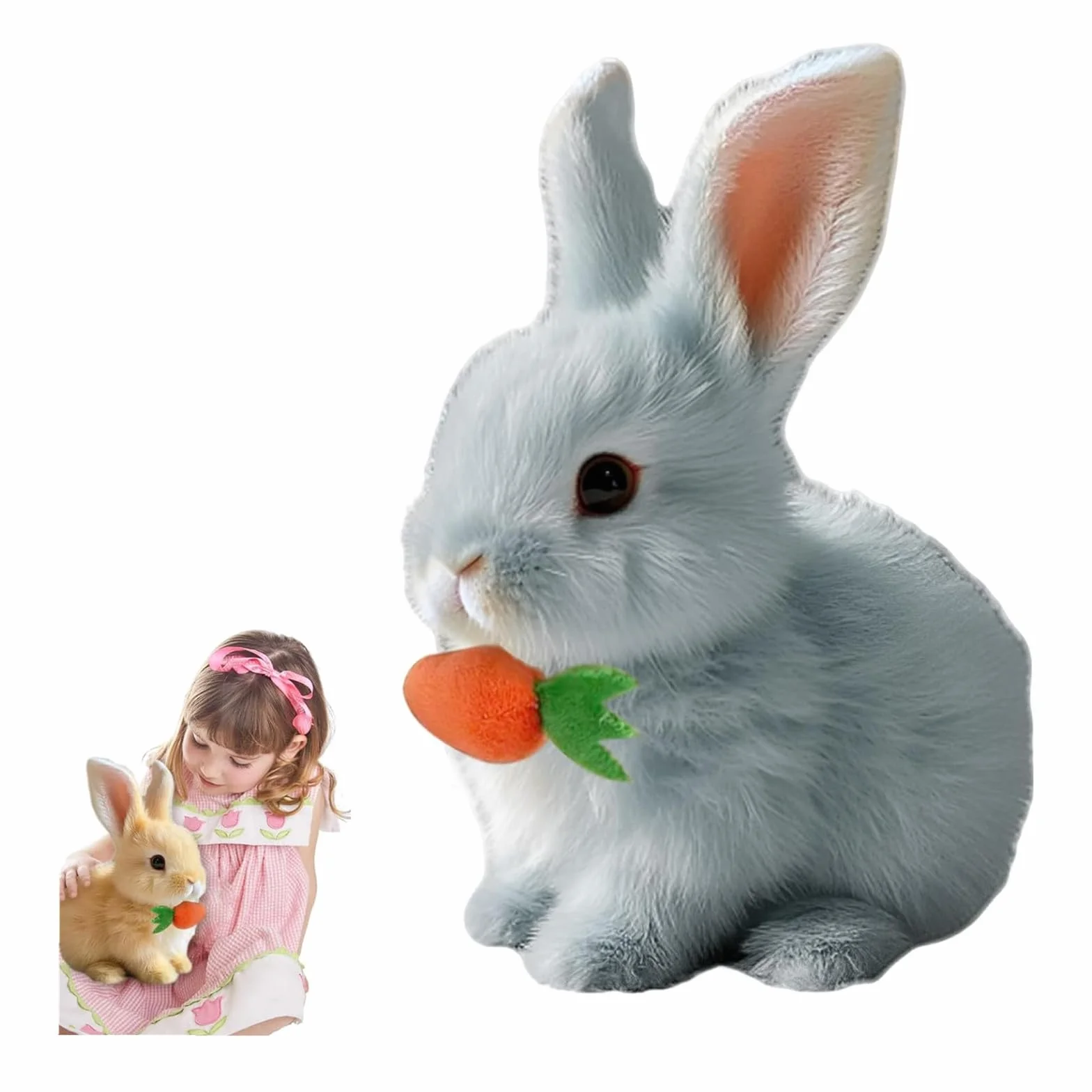 MplehDa Coniglio Realistico, Bunny Realistic Interactive, Giocattolo Di Coniglio Elettrico, Coniglio Rimbalzante, Giocattolo Di Peluche Elettronico Interattivo a Forma Di Coniglietto