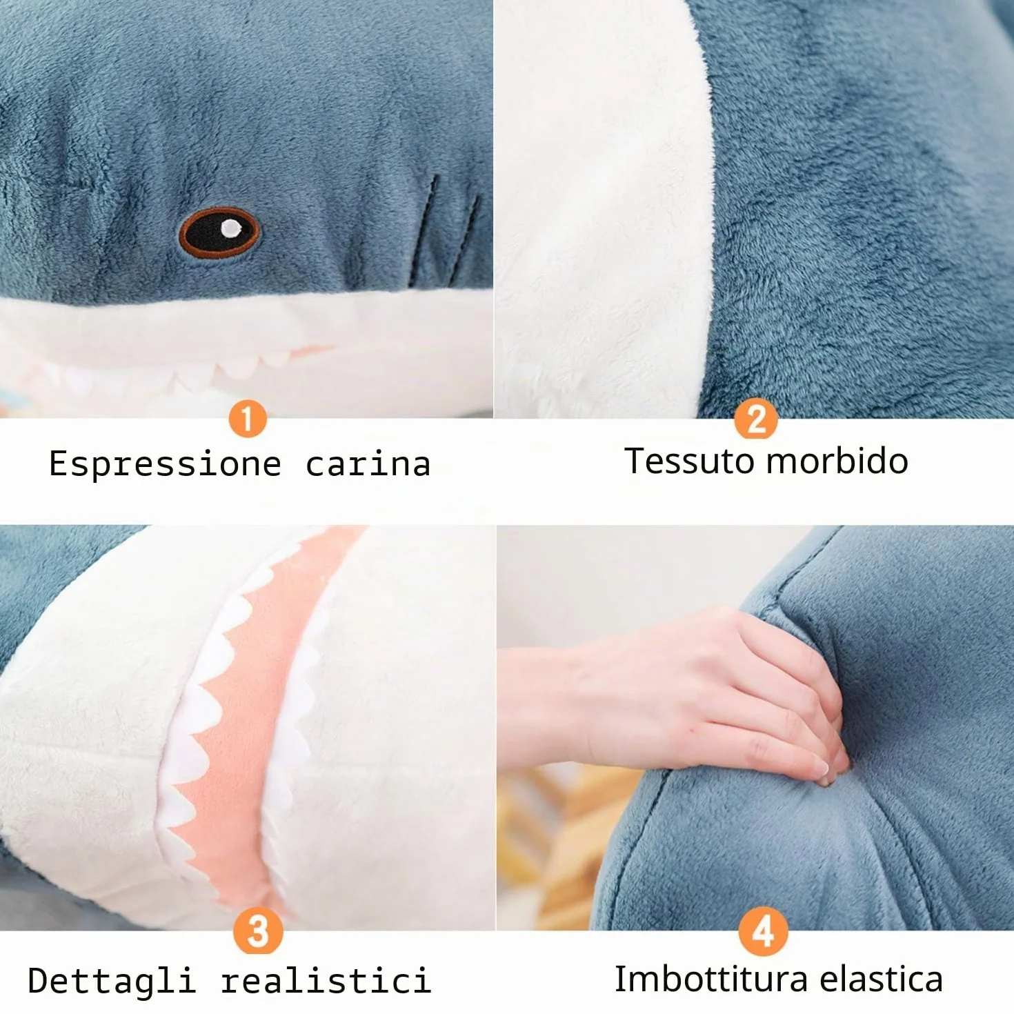 XIAOHONG Peluche a forma di squalo gigante, morbido cuscino decorativo a forma di squalo, regalo per bambini