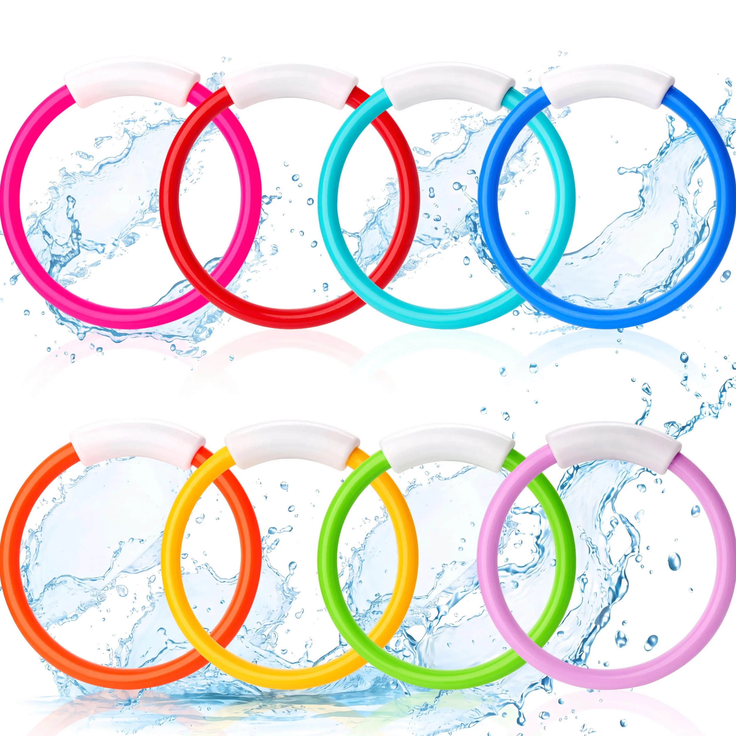 JOYIN Anello da Immersione da 8 Pezzi, Giocattoli da Immersione per Bambini, Giochi subacquei, Giochi d'Acqua,Animali da Immersione,Estate