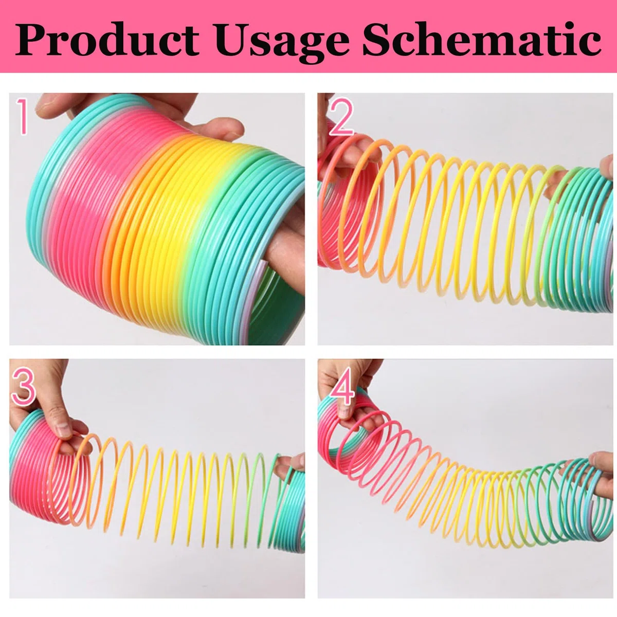2 Pezzi Molla Giocattolo,Gadget per Bambini, Spring Toy, Rainbow Spiral, Spring Coil Arcobaleno Magico for Children Mini Molla Divertenti sorgenti Arcobaleno per Bambini