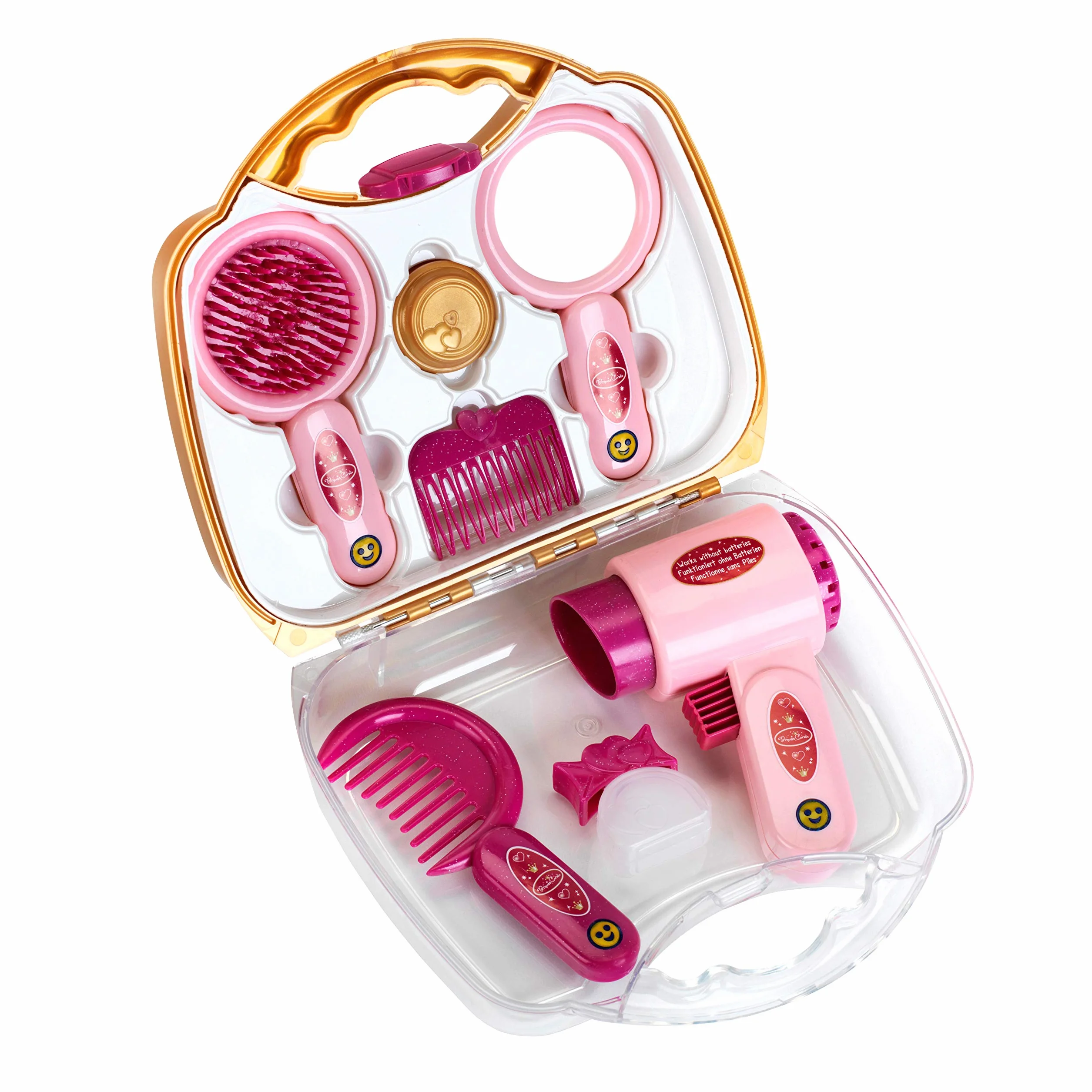 Theo Klein 5273 Valigetta da parrucchiera, con asciugacapelli, Accessori Completi per Le Acconciature, Specchio, Spazzola, 21,5 cm x 8,5 cm x 19 cm, Giocattoli per Bambini dai 3 Anni in su