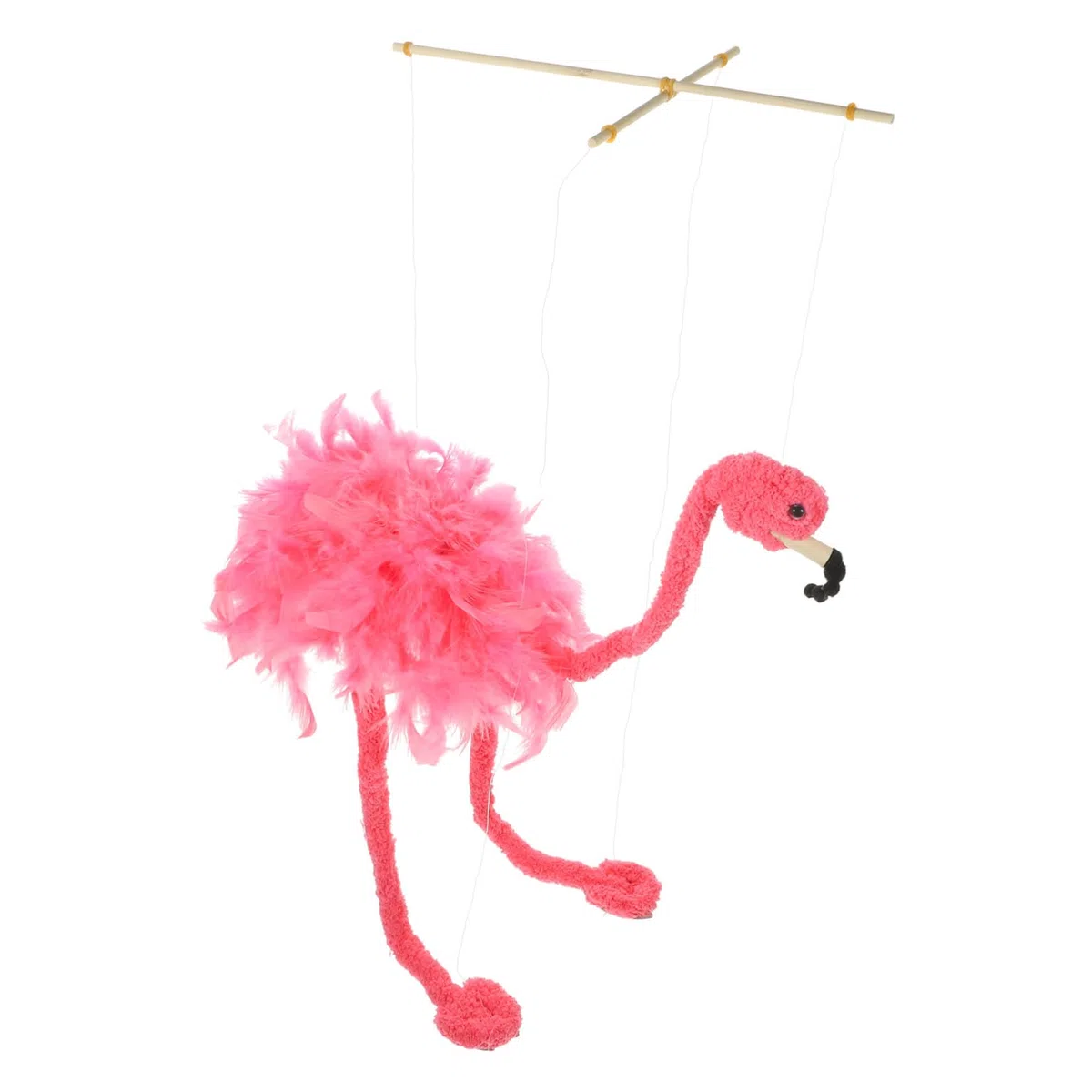 ifundom Marionetta Flamingo in Peluche e Bambù, Pupazzo di Animale Decorativo per Esibizione, Design Unico e Resistente, per Performance e Collezioni Colore Casuale