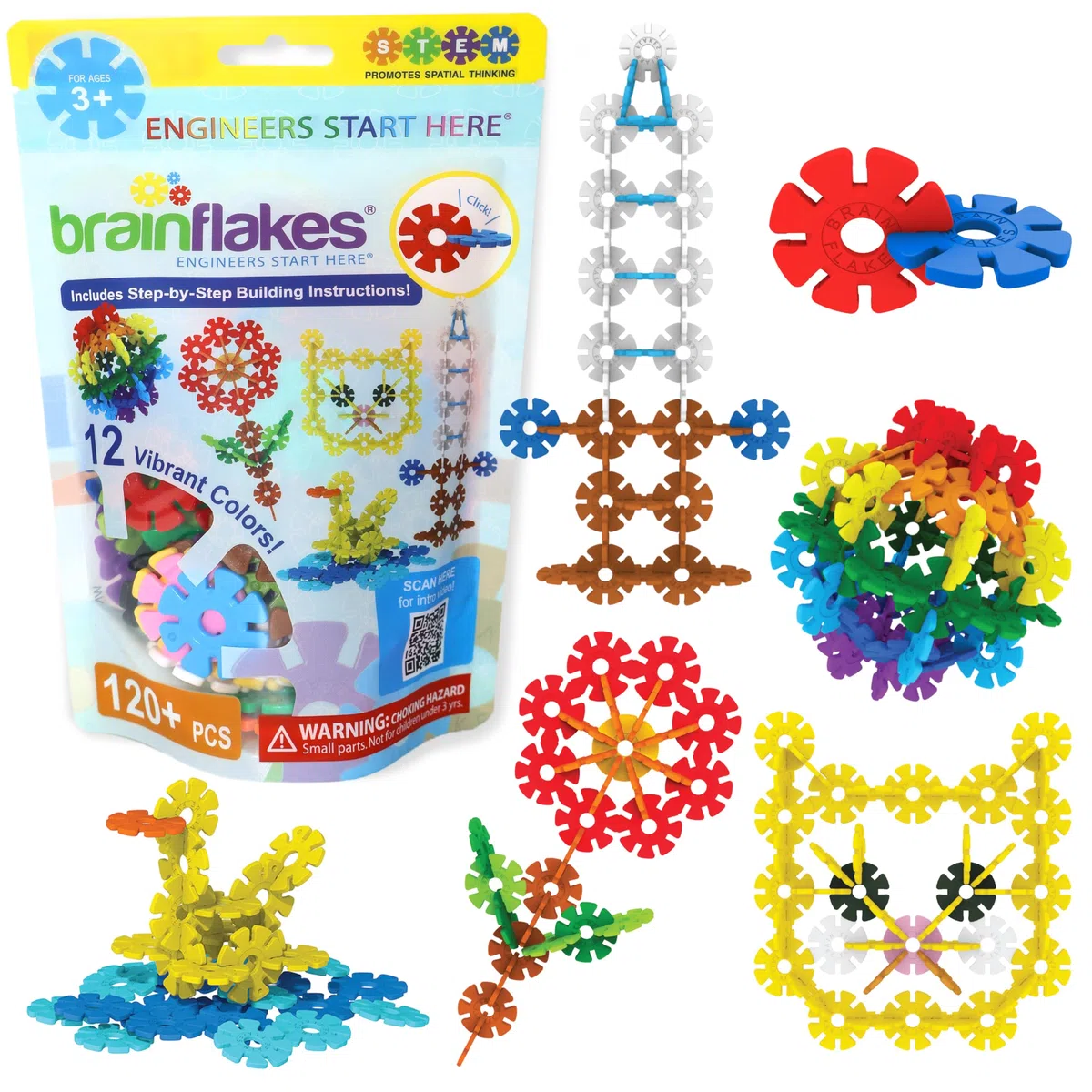 Brain Flakes Starter Set Multicolore (12 Colori) - 120 Pezzi - Sacchetto Richiudibile