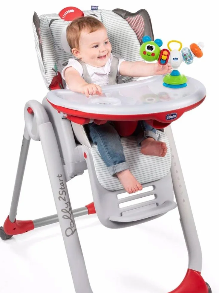 Chicco - Gioco Seggiolone Bruchino Ballerino, Gioco Elettronico con Ventosa per Seggiolone, con Suoni, Melodie e Attività Manuali, Batterie Incluse, Multicolore, 6-36 Mesi