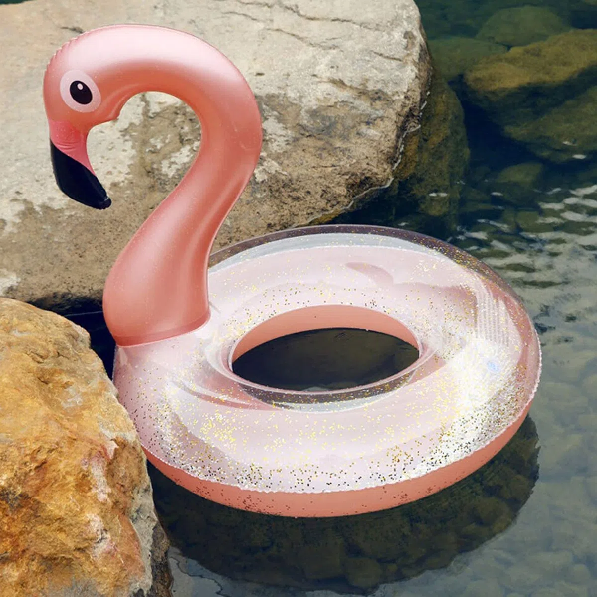 Anello di Nuoto, Gonfiabile Salvagente Piscina ,Anello di Nuoto, Galleggiante Anello di Nuoto,Salvagente fenicottero con paillettes， Anello da Nuoto Flamingo , Materiale: PVC, Per Bambini e Adulti
