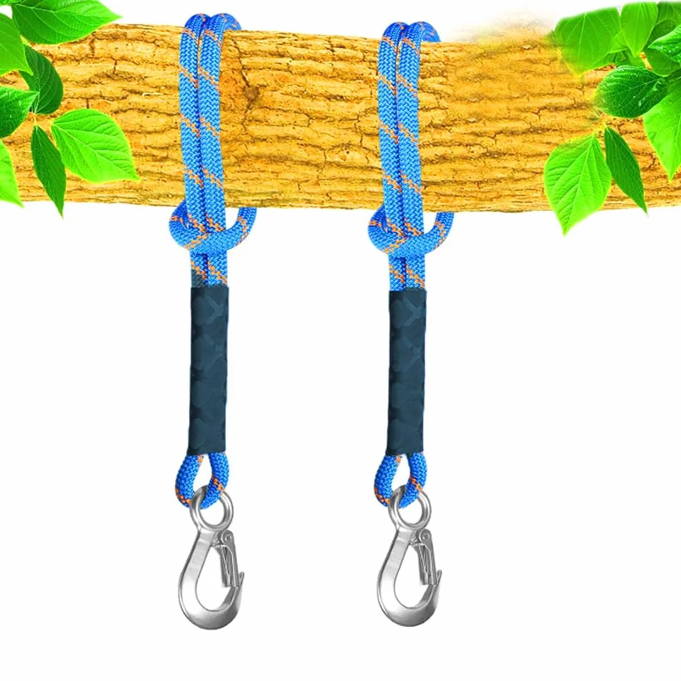 Corda per Altalena per Albero, 2 Pezzi Corda per Altalena, 50cm Corda Altalena con Gancio Resistente, Set di Fissaggio per Campeggio All'Aperto, Amaca, Altalene, Blu