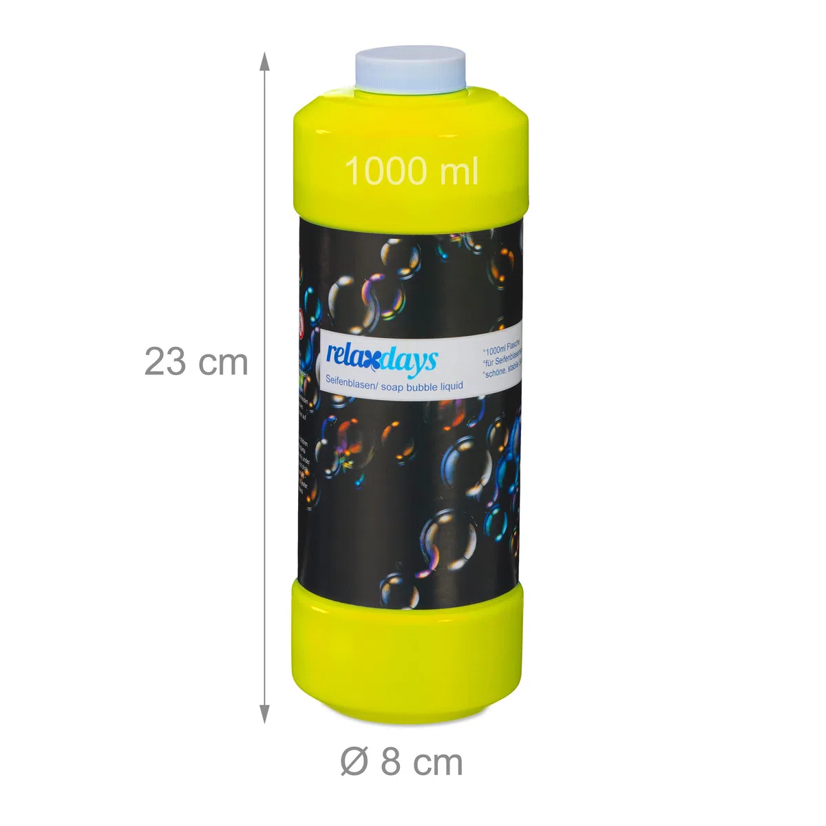 Relaxdays Flaconcino per Liquido per Bolle di Sapone, Set da 2 Flaconi da 1 L, Riempire per Macchine Sparabolle, Giallo