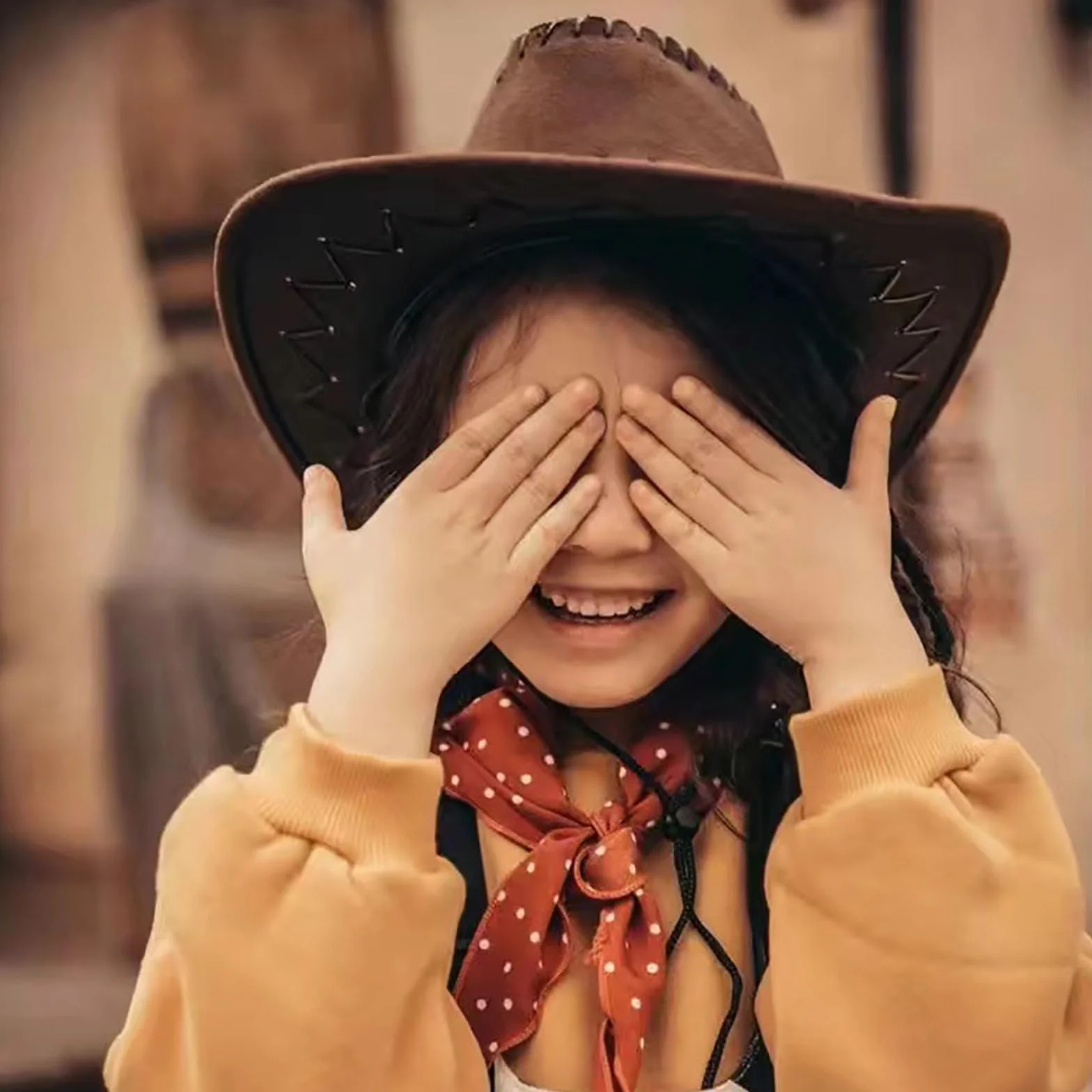 Générique Cappelli da cowboy per bambini in similpelle per bambini, ideale per feste a tema e costumi di Halloween. Abbigliamento Bambini Indipendente