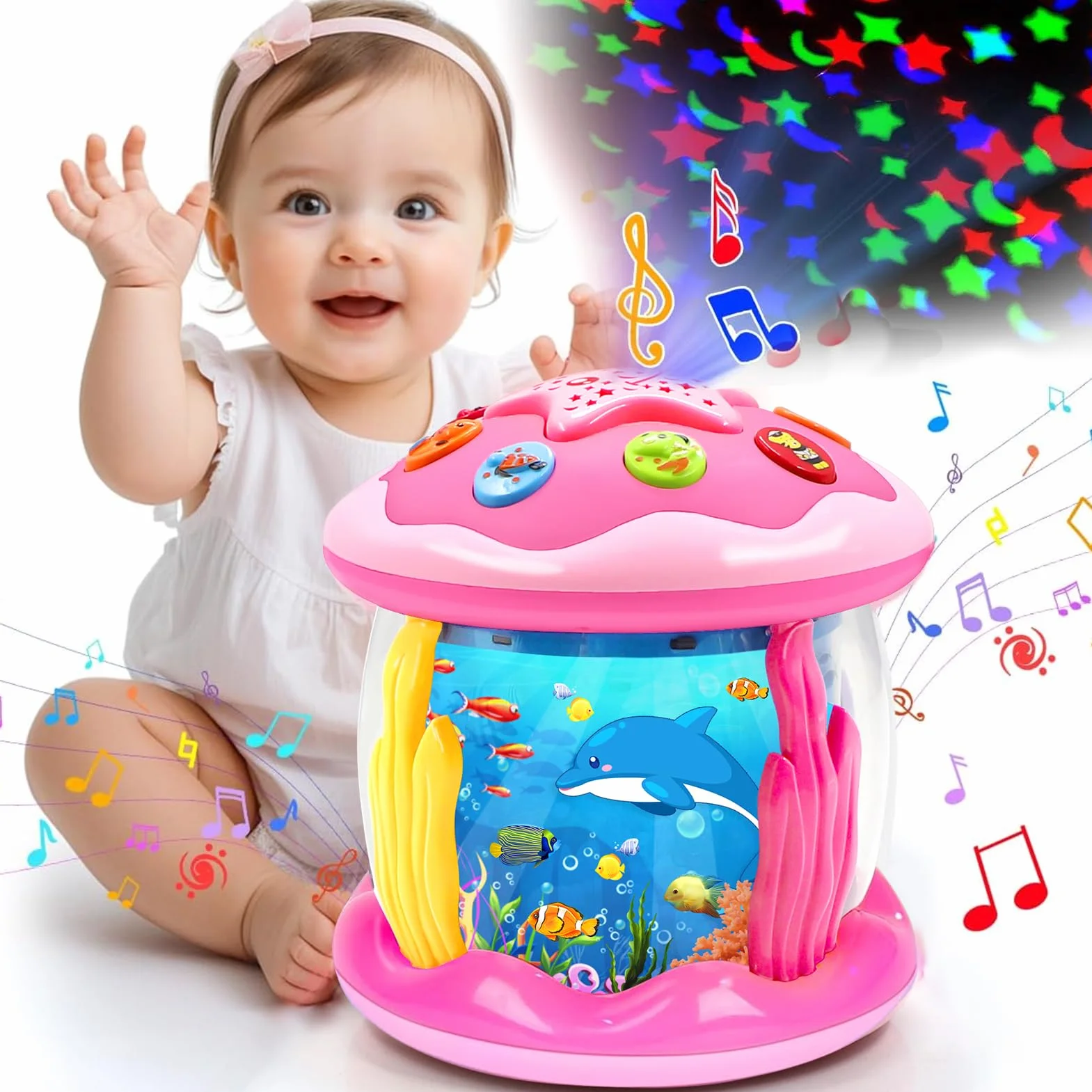 KALOISYHE Giochi Bambini 1 Anno Montessori Rotante Giocattolo ha Musica e Luci a LED, Giochi Neonato 6 9 12 18 Mesi Compleanno Regali Gioco per Bambino 1 2 3 Anno
