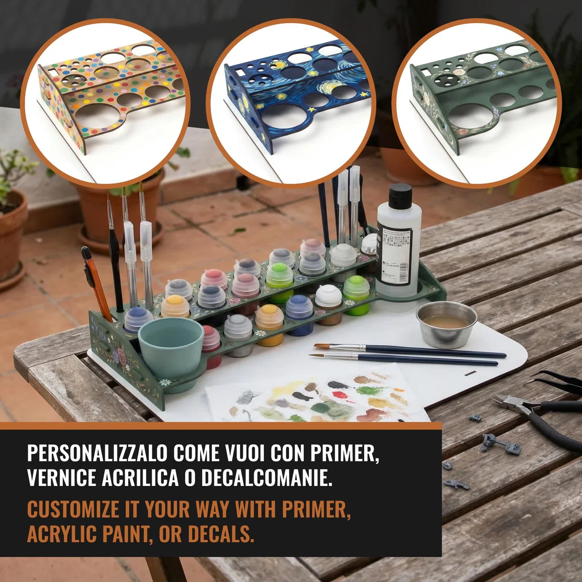 PROSCALE Paint station postazione lavoro modellismo. Porta colori acrilici per modellismo Postazione pittura per bottiglie colori citadel per miniature modellismo warhammer (Tabella B)
