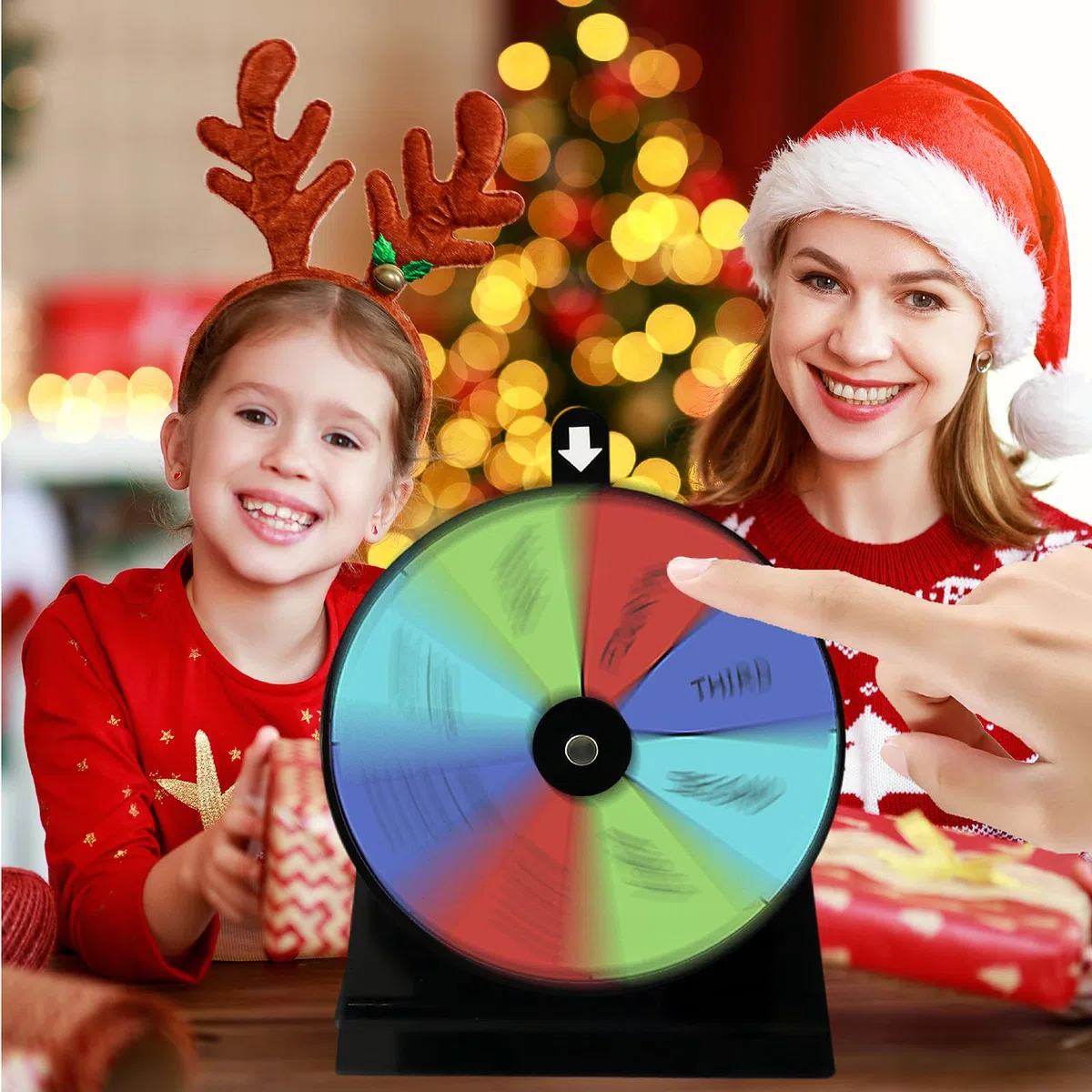 Ruota della fortuna da ruotare, 15 cm, con pennarello e gomma per cancellare con supporto per carnevale, promozione, giochi da tavolo