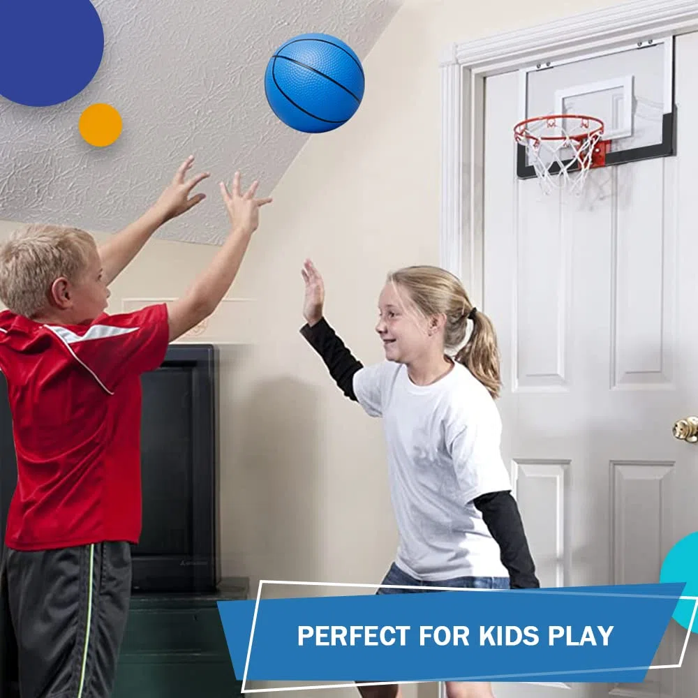 Mini Hoop Pallacanestro in gomma da 7 pollici per bambini Toddlers Replacement Basketball Beach Ball Small Bouncy Balls 4 palline e 1 palla Pump