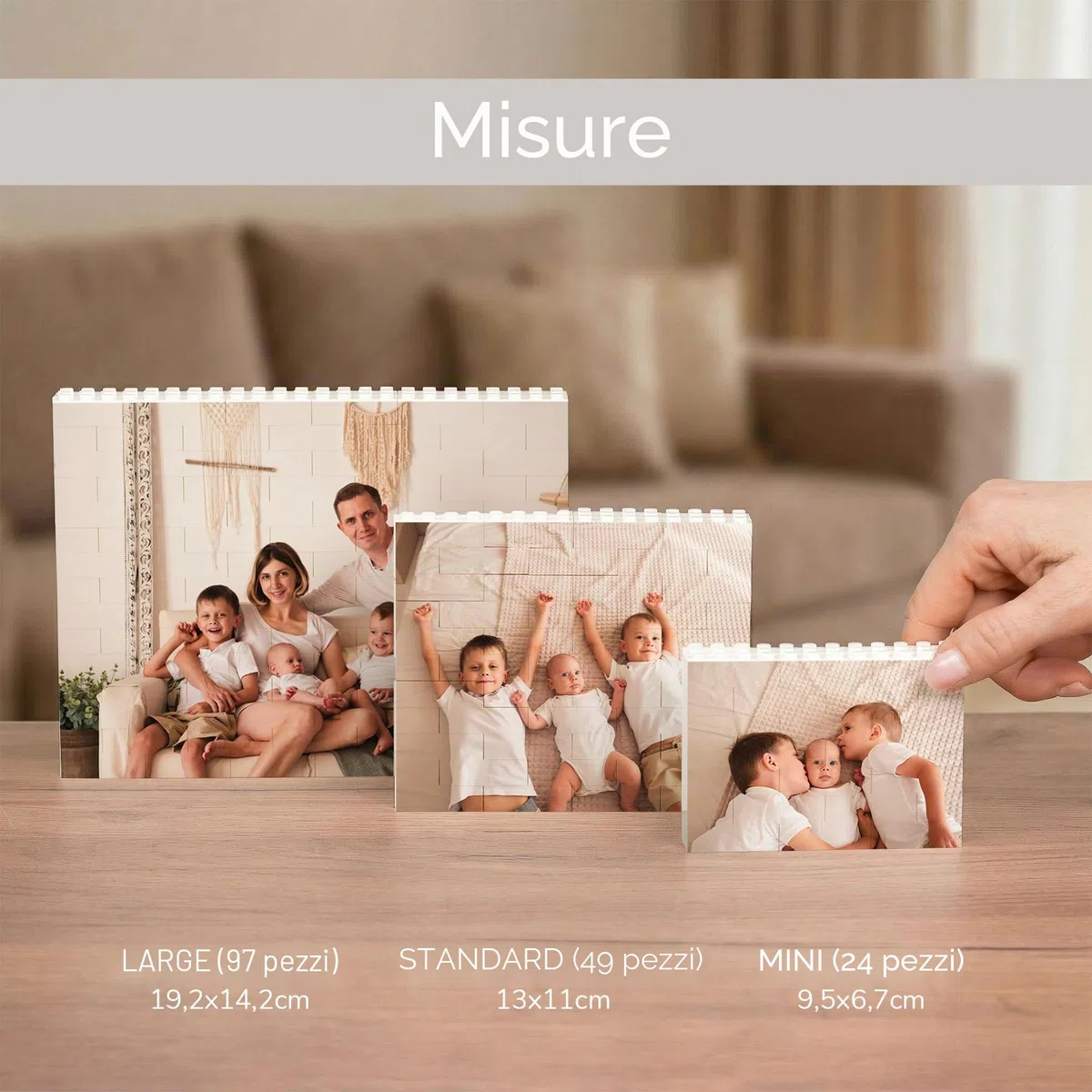Wanapix | Blocchi da costruzione personalizzato con foto/testo | Scegli colore/dimensione | Compatibile con altre marche. Diverse dimensioni