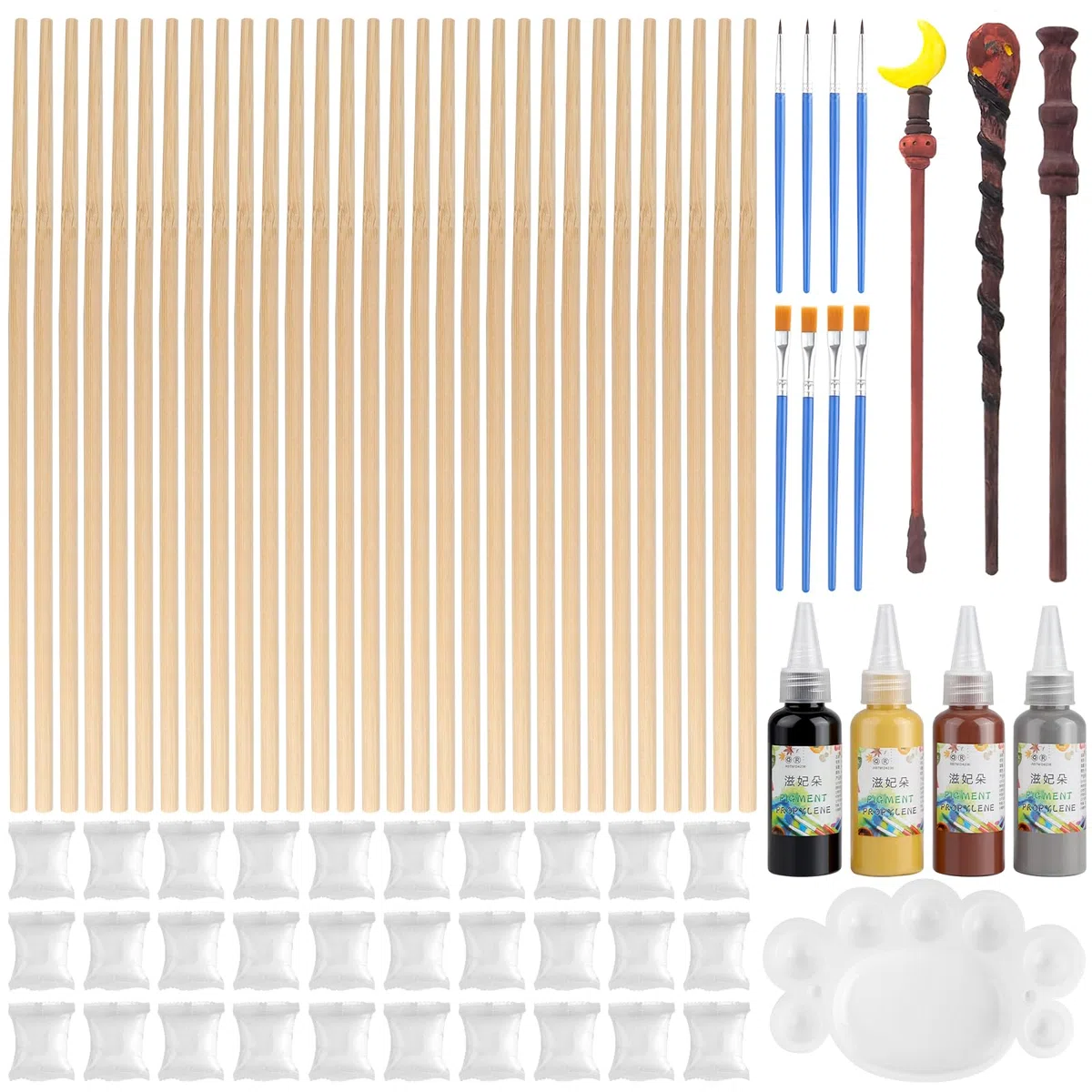 RVLZKCPG 30 pezzi Bacchette Magiche Fai Da Te in Legno, Kit Lavoretti Creativi per Bambini, Gadget Compleanno Bambini, Regalini Fine Festa Compleanno
