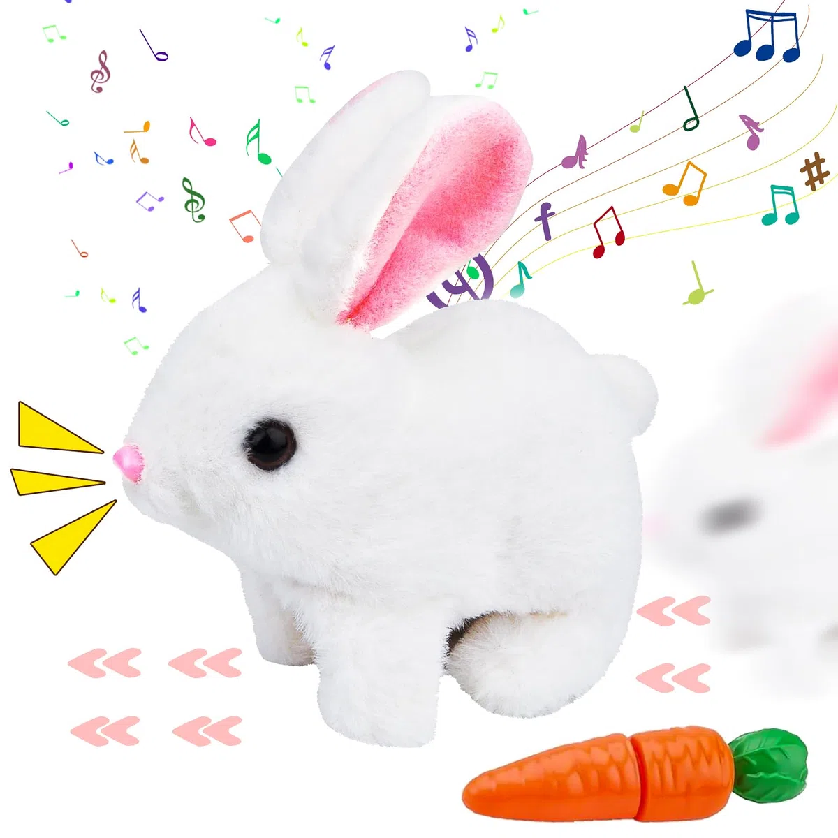 Pipihome Giocattoli di Coniglio per Bambini, Giocattolo Interattivo per Coniglio, Camminata Saltellante Ondeggia La Coda Di Peluche Interattivo Ed Educativo per Bambini Regalo