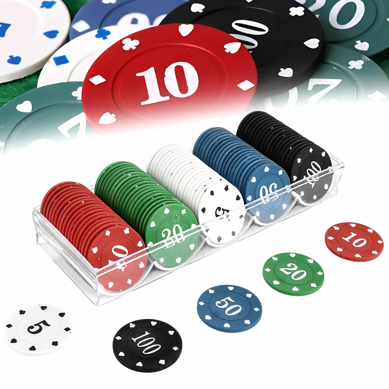 STARVAST 300 chip in plastica numerati 5/10/20/50/100 per viaggi e feste in famiglia