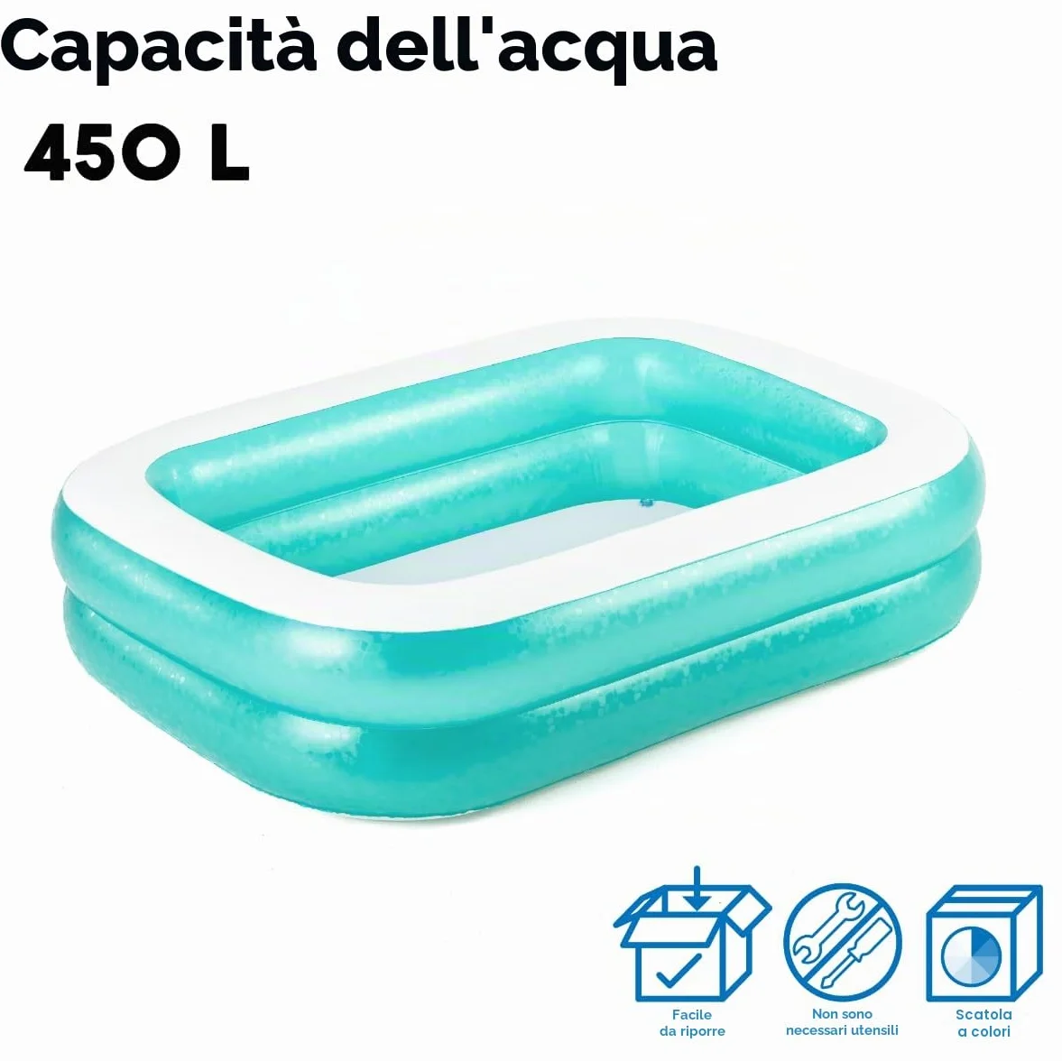 Bestway 54005-2 Piscina rettangolare per bambini Acquamarina da 2 metri