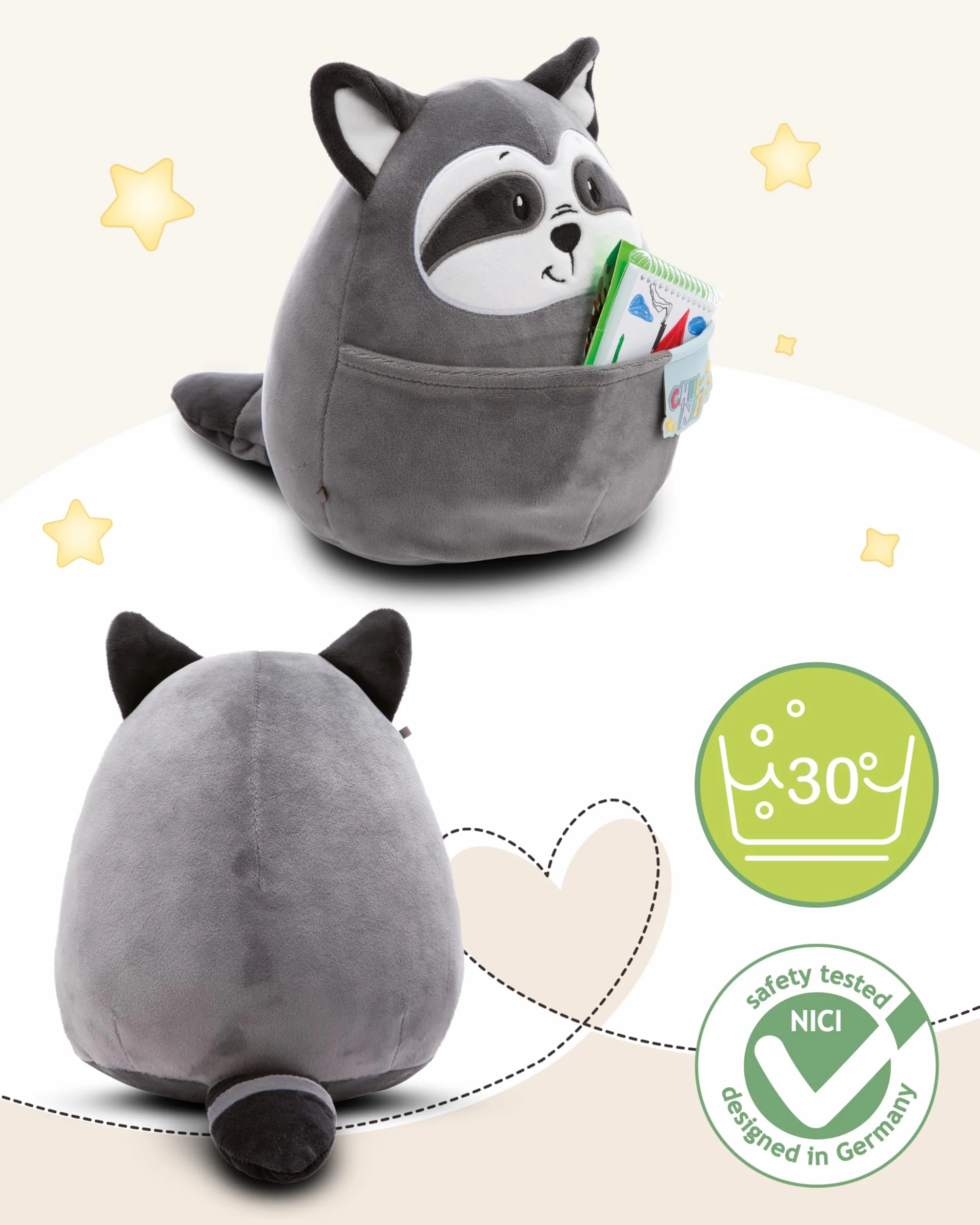 NICI peluche Chill-NICI procione 20cm - Soffice peluche procione con coda per bambine, bambini e neonati, Peluche coccoloso - 49884