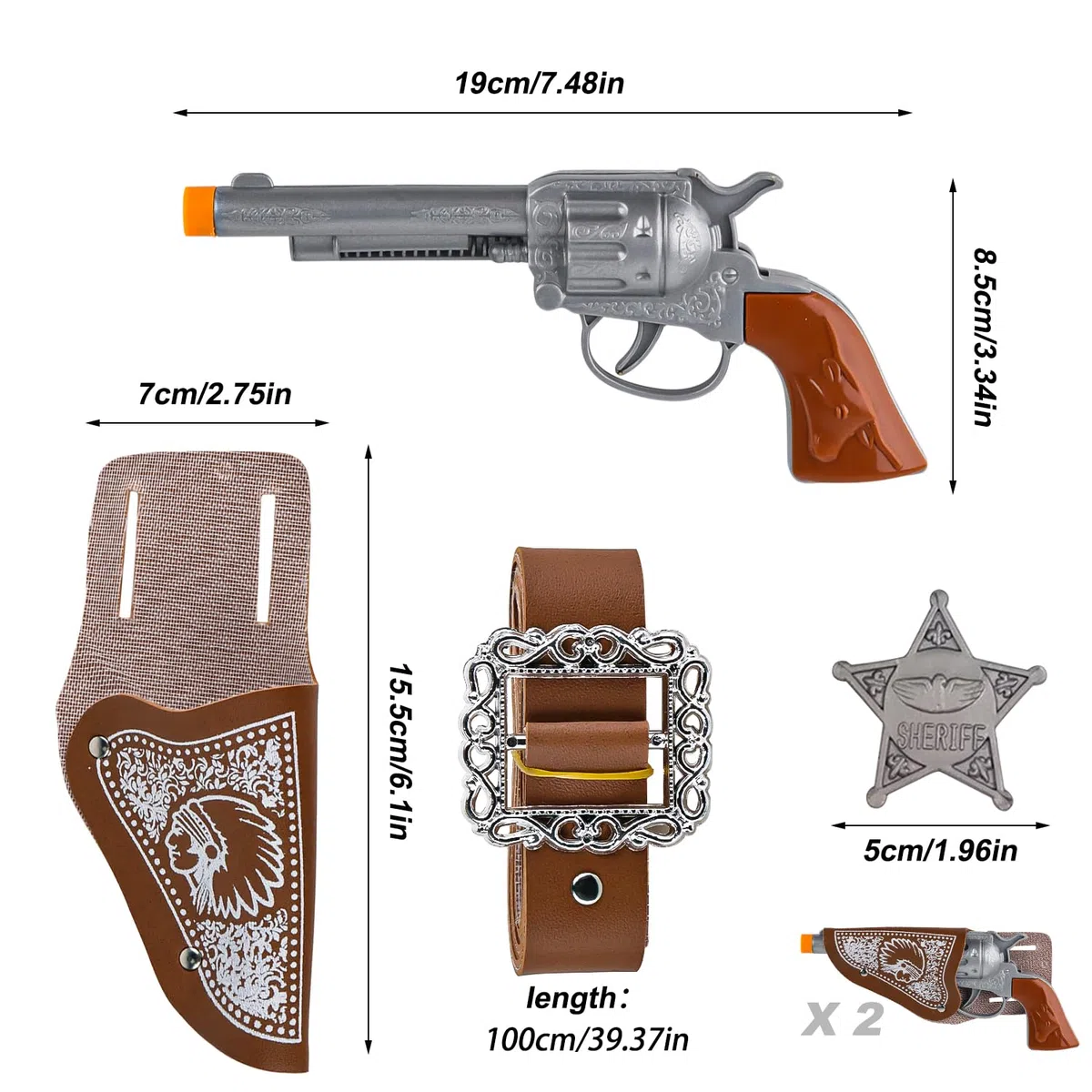 Cowboy Pistola 6 Set da Pistola Giocattolo Cowboy Plastica Accessori Cowboy Saccessori Costumecowboy con Fondina e Cintura per Carnevale Halloween